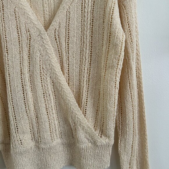 ASTR The Label Open-Knit Cream Lightweight Faux Wrap Sweater - Large - Picture 7 of 9